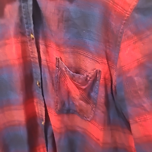 American Eagle Vintage Boyfriend Shirt Womens XL Blue Red Plaid Flannel... - Picture 8 of 14